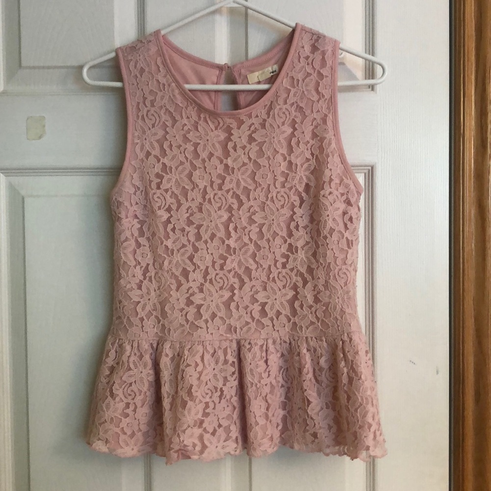 Garage Pink Lace Peplum Top